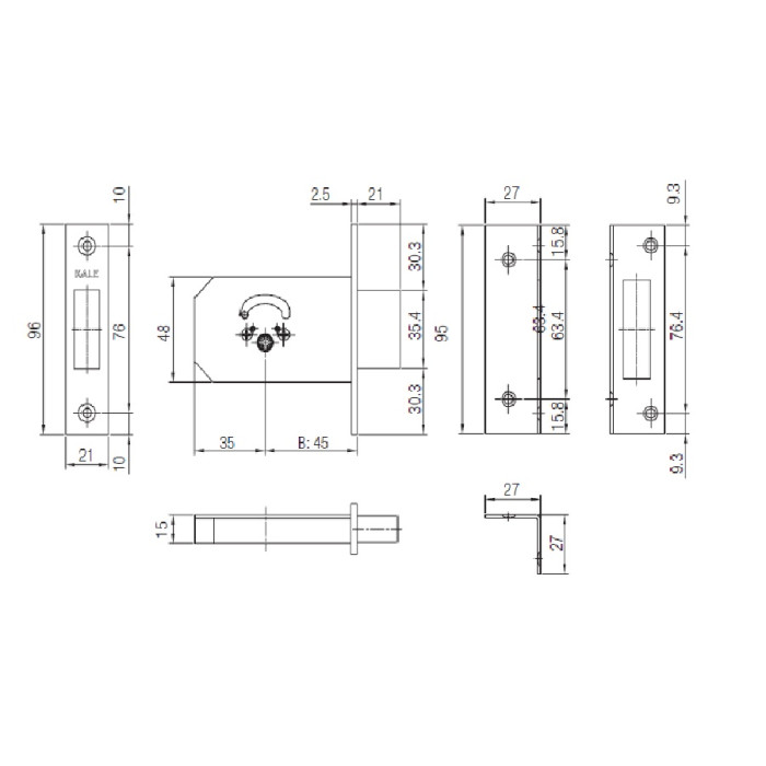 БРАВА КАСОВА ДОПЪЛНИТЕЛНА 156F PREMIUMFIX 5 КЛЮЧА 80Х48ММ - valerii.com