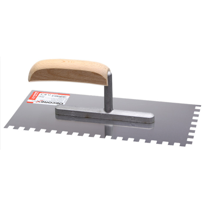 STAINLESS STEEL TROWEL 13*27CM NOTCH 8*8MM DECOREX - valerii.com