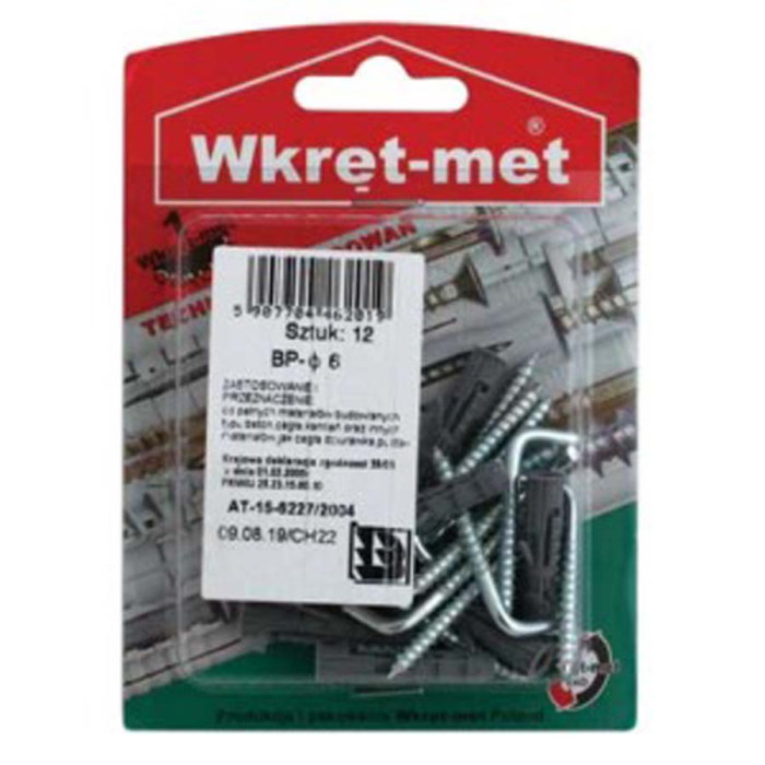 ДЮБЕЛ С ЪГЛОВА КУКА В БЛИСТЕР Ф12 4БР WKRET-MET - valerii.com