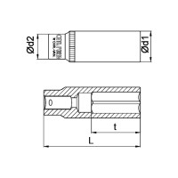 ВЛОЖКА 3/8" УДЪЛЖЕНА CETA-FORM 14ММ