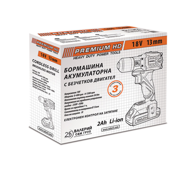 АКУМУЛАТОРНА БОРМАШИНА С БЕЗЧЕТКОВ МОТОР 18V PREMIUM HD - valerii.com