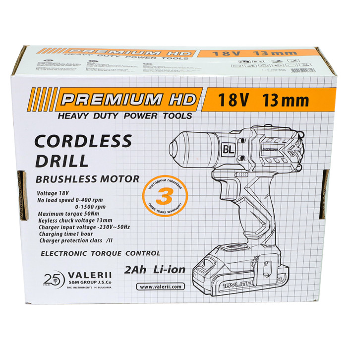 АКУМУЛАТОРНА БОРМАШИНА С БЕЗЧЕТКОВ МОТОР 18V PREMIUM HD - valerii.com