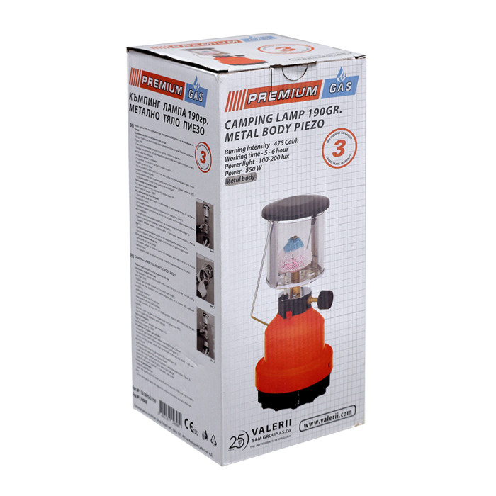 КЪМПИНГ ЛАМПА PREMIUM 190ГР ПИЕЗО ЗАПАЛВАНЕ МЕТАЛНА - valerii.com