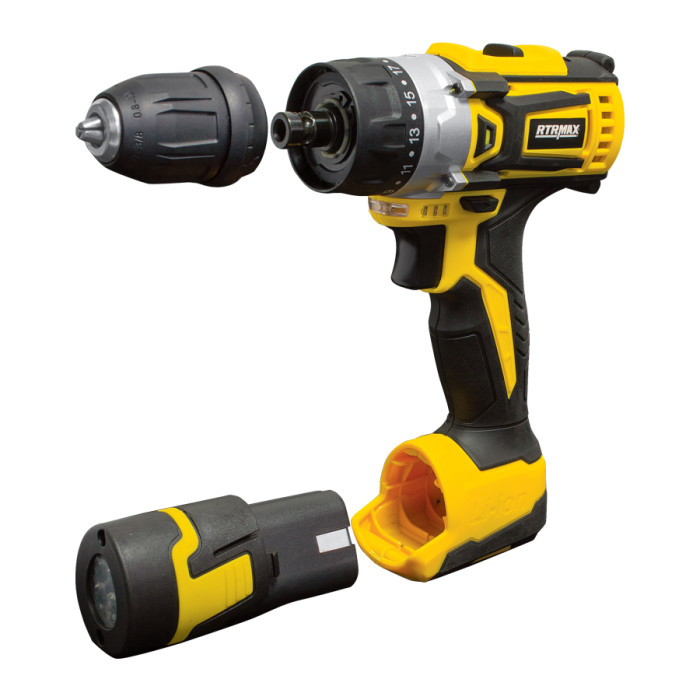 CORDLESS DRILL 12V 1.3Ah DOUBLE BAT RTRMAX - valerii.com