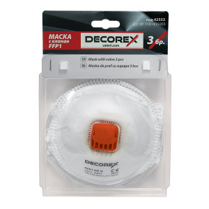 МАСКА ПРОТИВОПРАХОВА DECOREX КЛАПАН FFP1 NR D 3бр.