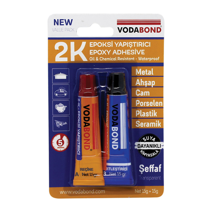 ДВУКОМПОНЕНТНО ЕПОКСИДНО ЛЕПИЛО 5 мин VODABOND 2 х15 г - valerii.com