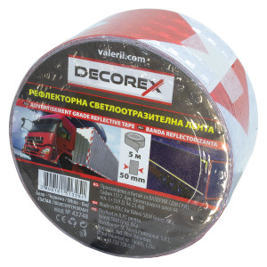 BANDĂ REFLECTIVĂ ROSĂ+ALBĂ 50 мм х 5 м DECOREX